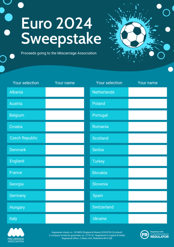 Organise a Sweepstake for the Euros! The Miscarriage Association